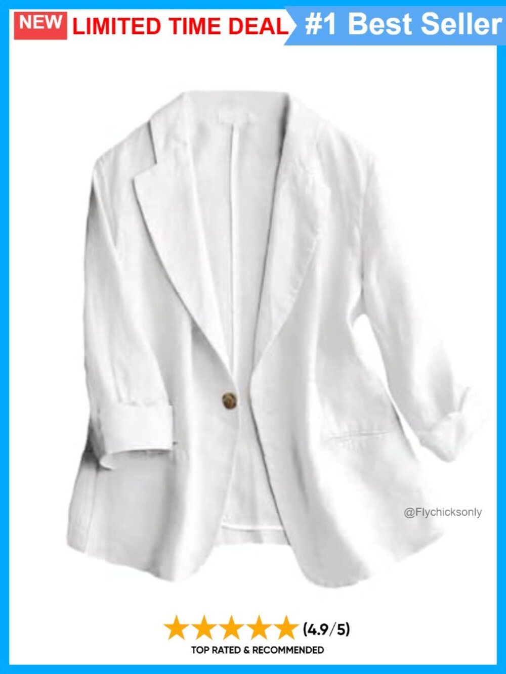 Linen Blazer Women 3/4 Sleeve Lightweight Spring Summer Blazer Jacket